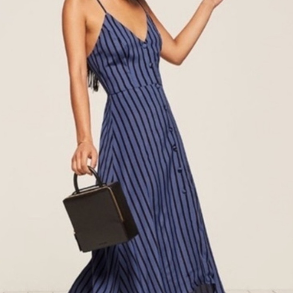 Beautiful Reformation Savanah Dress In Easy Going Blue